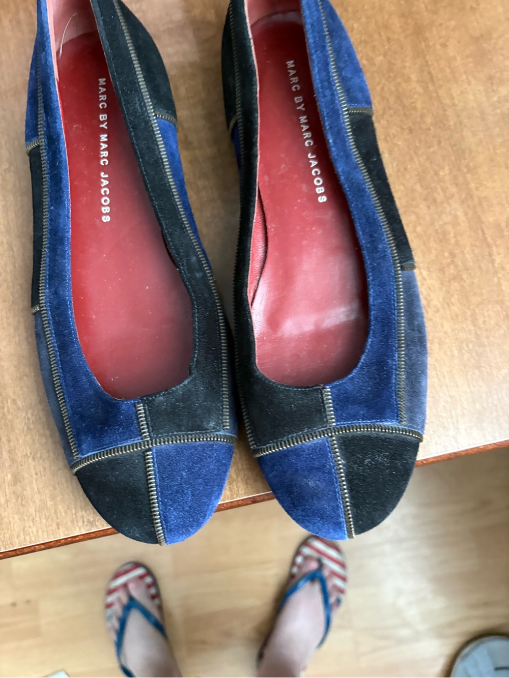 Marc by Marc Jacobs Blue and Black Suede Patchwork Ballet Flats - Picture 5 of 6